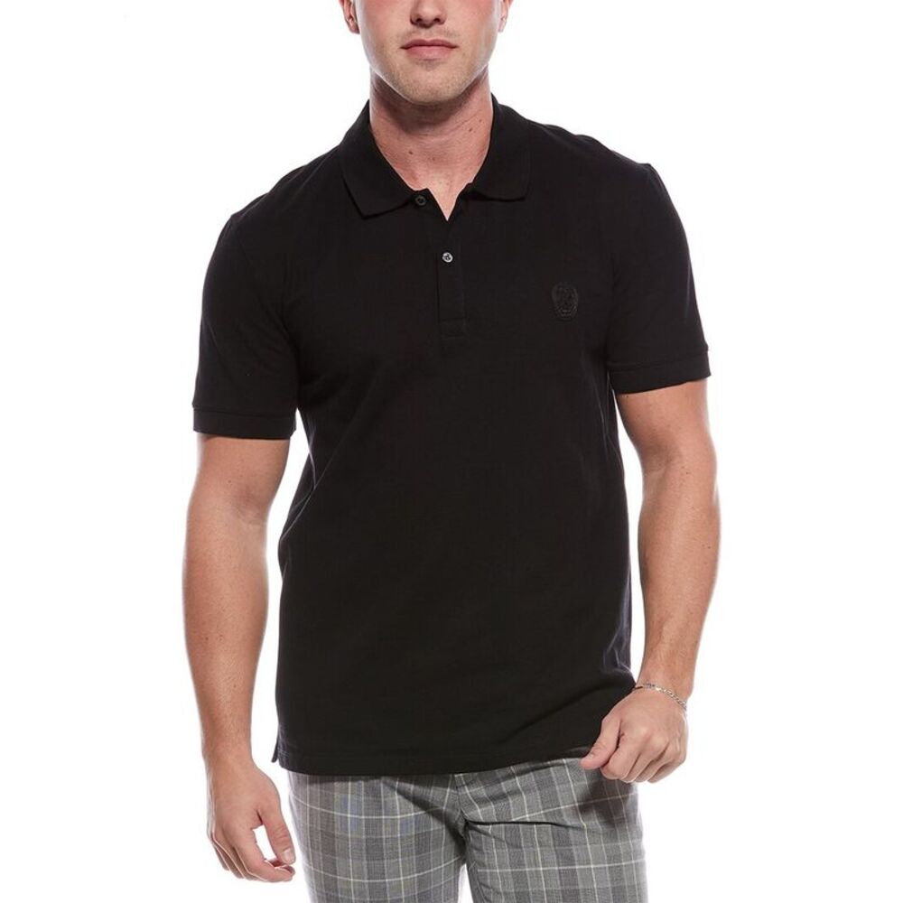 Alexander Mcqueen Mens  Cut & Sew Bullion Skull Polo Shirt, Black